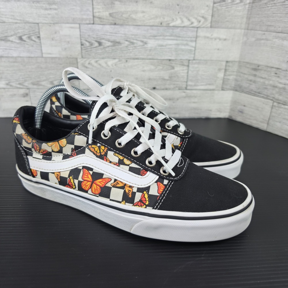 Vans Ward Womens 9 Black White Checkerboard Butterfly Low Top Sneakers 1500714 - Picture 5 of 10